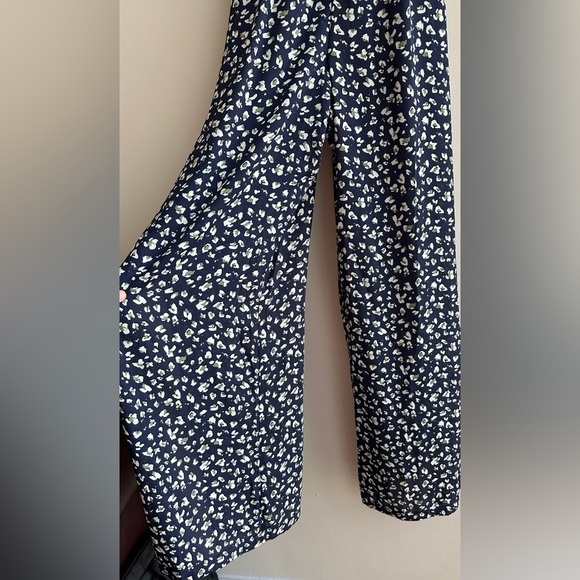 As U Wish Navy Blue and Green Animal Print Cinched Waist Jumpsuit, Size Small - Picture 6 of 16